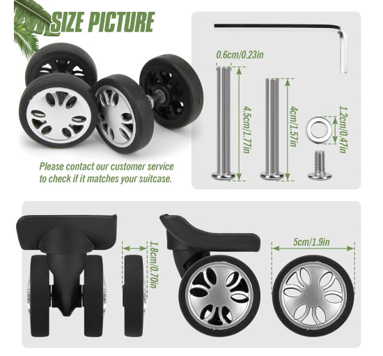 Комплект запасних коліс Vivikivi VK-A4 50 мм, 8 шт., срібні (3051)