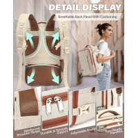 Ручная кладь VANKEV 40x20x25, подседающий рюкзак 20л, дорожная сумка-рюкзак для ноутбука 14 дюймов, бежевый (2097)