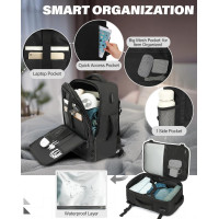 Ручная кладь VANKEV 40x20x25, подседающий рюкзак 20л, дорожная сумка-рюкзак для ноутбука 14 дюймов, черный (2098)