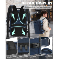 Ручна поклажа VANKEV 40x20x25, підсидільний рюкзак 20л, дорожня сумка-рюкзак для ноутбука 14 дюймів, Темно-синій (2099)