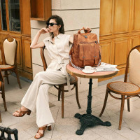 Рюкзак-кошелек Leathario для женщин, темно-коричневый (3120)