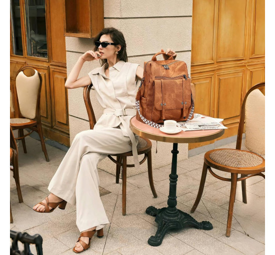 Рюкзак-гаманець Leathario для жінок, темно-коричневий (3120)