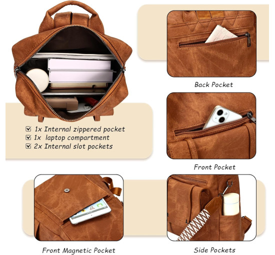 Рюкзак-гаманець Leathario для жінок, темно-коричневий (3120)