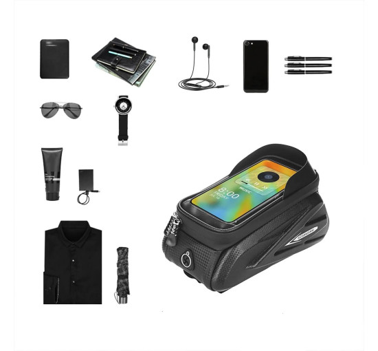 Сумка для велосипеда ROCKBROS rz-2-77 з тримачем для телефону на раму, чорна (4104)