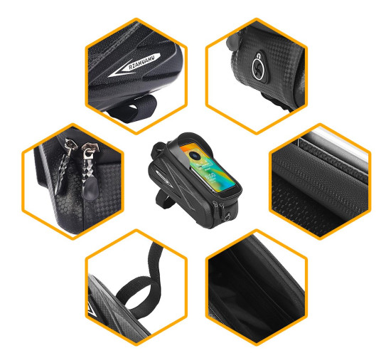 Сумка для велосипеда ROCKBROS rz-2-77 з тримачем для телефону на раму, чорна (4104)