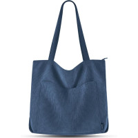 Сумка-тоут Prite вельветовая, синяя (2116)