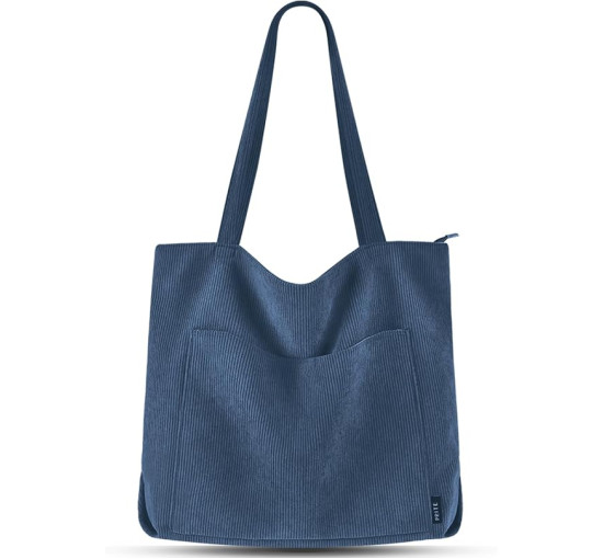 Сумка-тоут Prite вельветова, синя (2116)