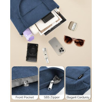 Сумка-тоут Prite вельветовая, синяя (2116)