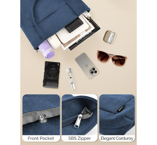 Сумка-тоут Prite вельветова, синя (2116)