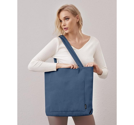 Сумка-тоут Prite вельветова, синя (2116)