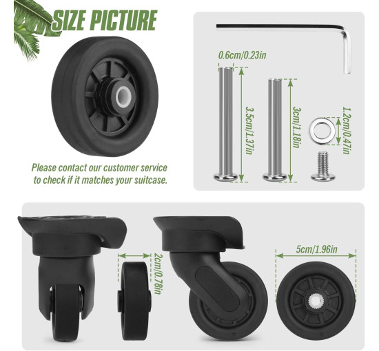 Універсальні безшумні колеса Vivikivi VK-C5 50 мм, для валізи (3049)