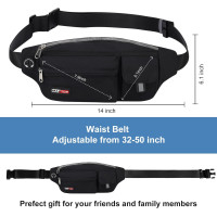 Большая поясная сумка MAXTOP для женщин и мужчин, поясная сумка с регулируемым ремешком, необходимая для путешествий, бега, черная (2003)