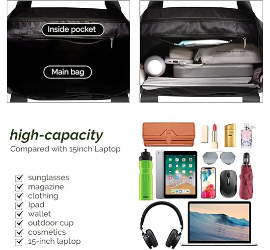 Велика сумка-тоут HOMESPON на блискавці, чорна (2115)