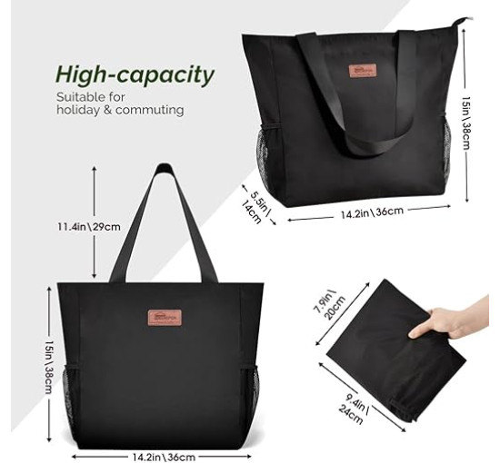 Велика сумка-тоут HOMESPON на блискавці, чорна (2115)