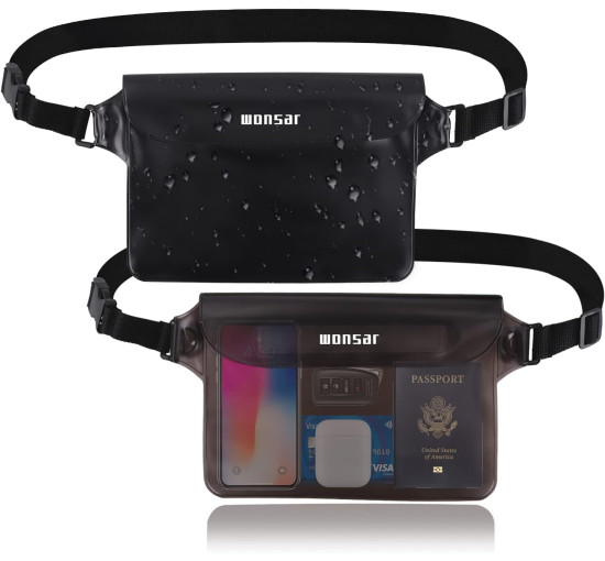 WONSAR Водонепроникна сумка WWH4C001-2  поясна сумка з регульованим ремінцем, чорно-сіра (5117)