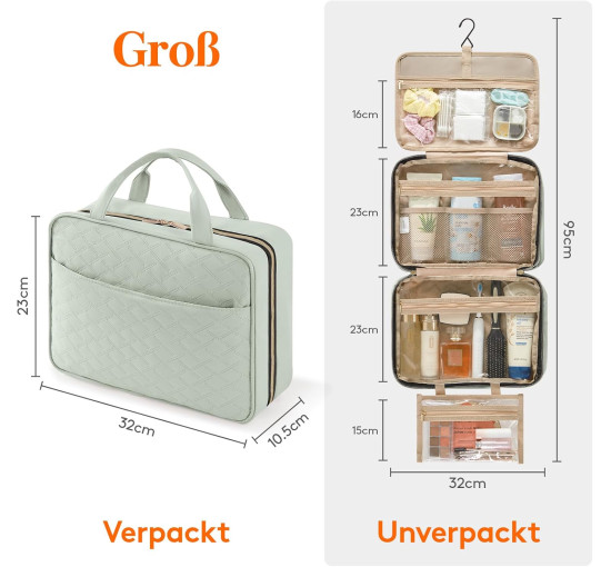 Жіноча дорожня косметичка Lifewit 22094.02MG.V1, м'ятно-зелений (4095)