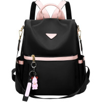 Жіночий рюкзак Leathari, чорний з рожевим (3117)