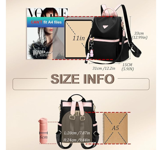 Жіночий рюкзак Leathari, чорний з рожевим (3117)