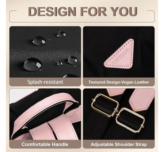 Жіночий рюкзак Leathari, чорний з рожевим (3117)