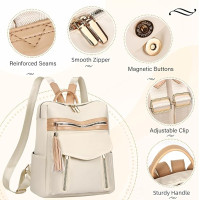 Женский рюкзак Leathario, бежевый (3119)