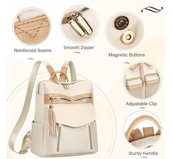 Жіночий рюкзак Leathario, бежевий (3119)