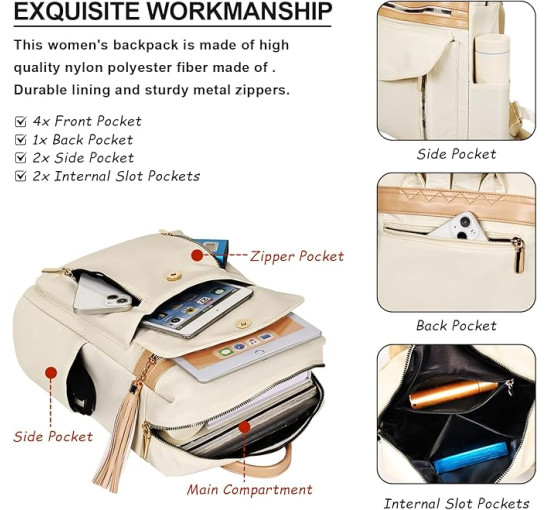 Жіночий рюкзак Leathario, бежевий (3119)