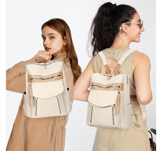 Жіночий рюкзак Leathario, бежевий (3119)