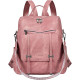 Жіночий рюкзак Leathario з веганської шкіри, водонепроникний 3-в-1, рожевий (3122)