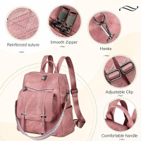 Женский рюкзак Leathario из веганской кожи, водонепроницаемый 3-в-1, розовый (3122)