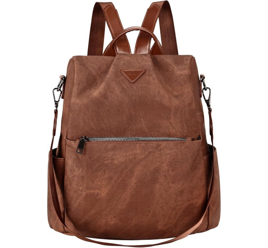 Жіночий рюкзак Leathario із захистом від крадіжки та бризок, коричневий (3121)