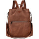 Жіночий рюкзак Leathario із захистом від крадіжки та бризок, коричневий (3121)