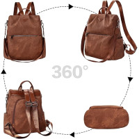 Женский рюкзак Leathario с защитой от кражи и брызг, коричневый (3121)