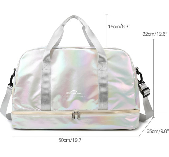 ZIOSINM водонепроникна дорожня сумка JG001, об'ємом 40 л з відділенням для взуття, біла (5143)