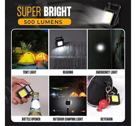 Акумуляторний світлодіодний маленький ліхтарик-брелок Soseelnee DOTCOM COB, 500 люменів, яскравий, 4 режими світла (0004)