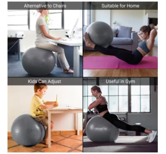 Балансувальний м'яч 75 см, аксесуари для йоги та пілатесу, домашнє фітнес-обладнання, для вагітних, чорний (5168)