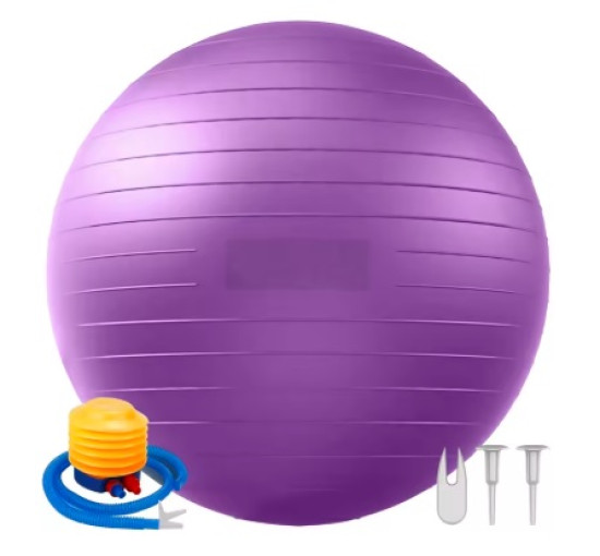 Балансувальний м'яч 75 см, аксесуари для йоги та пілатесу, домашнє фітнес-обладнання, для вагітних, фіолетовий (5169)