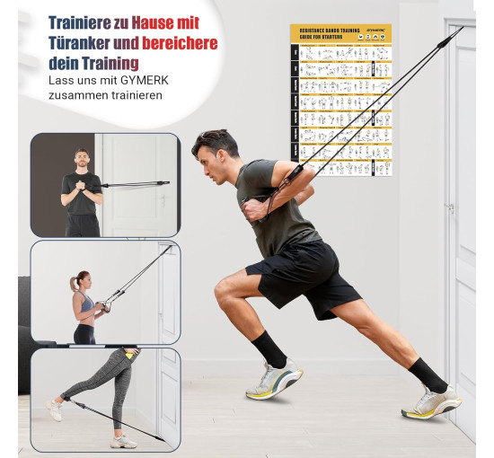 GYMERK Набор эспандеров DGLLD5S-SL01, с 5 разными уровнями сопротивления и резиновыми ручками, черный (5018)