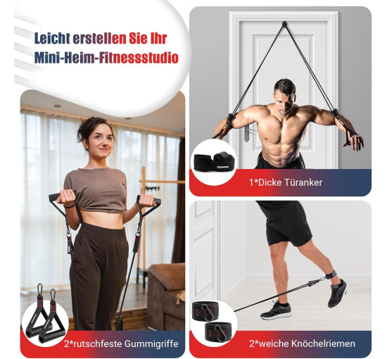 GYMERK Набор эспандеров DGLLD5S-SL01, с 5 разными уровнями сопротивления и резиновыми ручками, черный (5018)