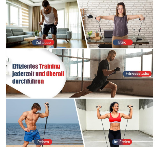 GYMERK Набор эспандеров DGLLD5S-SL01, с 5 разными уровнями сопротивления и резиновыми ручками, черный (5018)