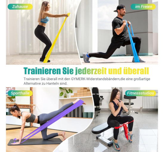 GYMERK Набір із 4 фітнес-еластик DGTPE4S-GD03, 1,8 м, 4 рівні опору (5017)