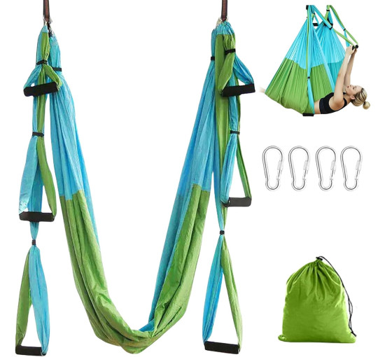 Комплект гойдалок Builrand ZXG0127 для повітряної йоги, комплект надміцних гамаків, гойдалки, вантажопідйомність 200 кг, сині (2095)