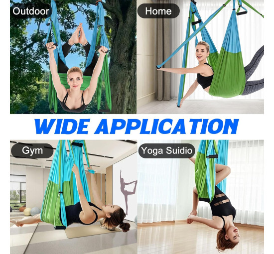 Комплект гойдалок Builrand ZXG0127 для повітряної йоги, комплект надміцних гамаків, гойдалки, вантажопідйомність 200 кг, сині (2095)