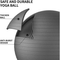 М'яч для вправ PROIRON PRO-YJ01-17, Анти-розривний стілець з м'ячем для йоги з швидким насосом, чорний (0023)