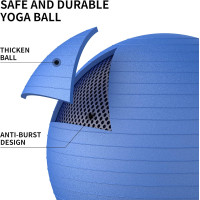 М'яч для вправ PROIRON PRO-YJ05-6, Анти-розривний стілець з м'ячем для йоги з швидким насосом, синій (0024)