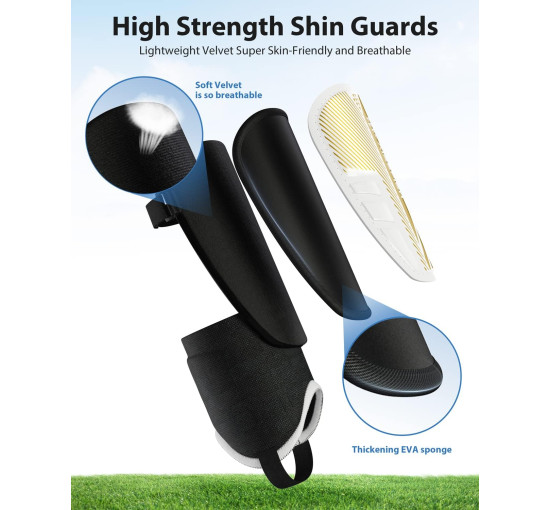 Модернізовані щитки AirsFish для гомілок для футболу для дітей, захисне спорядження, біло-золотий (2029)