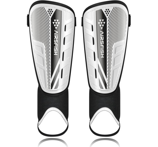 Модернізовані щитки AirsFish для гомілок для футболу для дітей, захисне спорядження, біло-чорний (2030)
