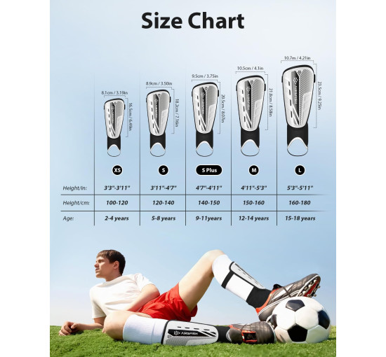Модернізовані щитки AirsFish для гомілок для футболу для дітей, захисне спорядження, біло-чорний (2030)