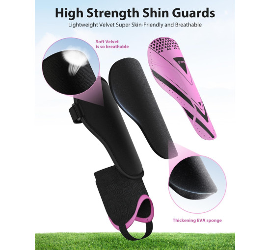Модернізовані щитки AirsFish FOOT2 для гомілок для футболу для дітей, захисне спорядження, рожевий (2044)