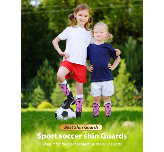 Модернізовані щитки AirsFish FOOT2 для гомілок для футболу для дітей, захисне спорядження, рожевий (2044)