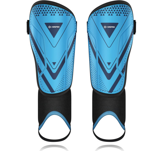 Модернізовані щитки AirsFish FOOT2 для гомілок для футболу для дітей, захисне спорядження, синій (2041)